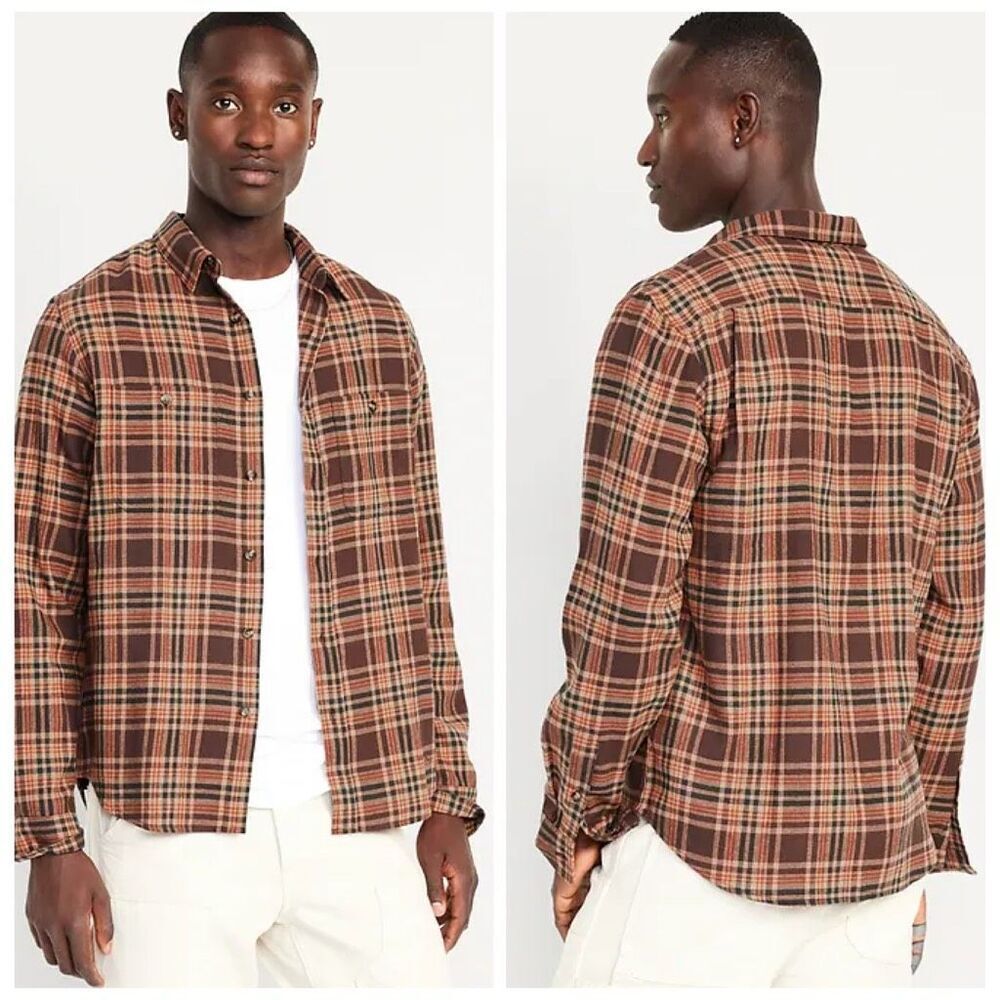 Old Navy Men’s Double Brushed Flannel Pocket Button Down Shirt Size Large